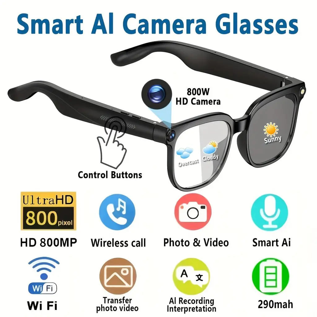 AI Smart Glasses with 8MP Camera