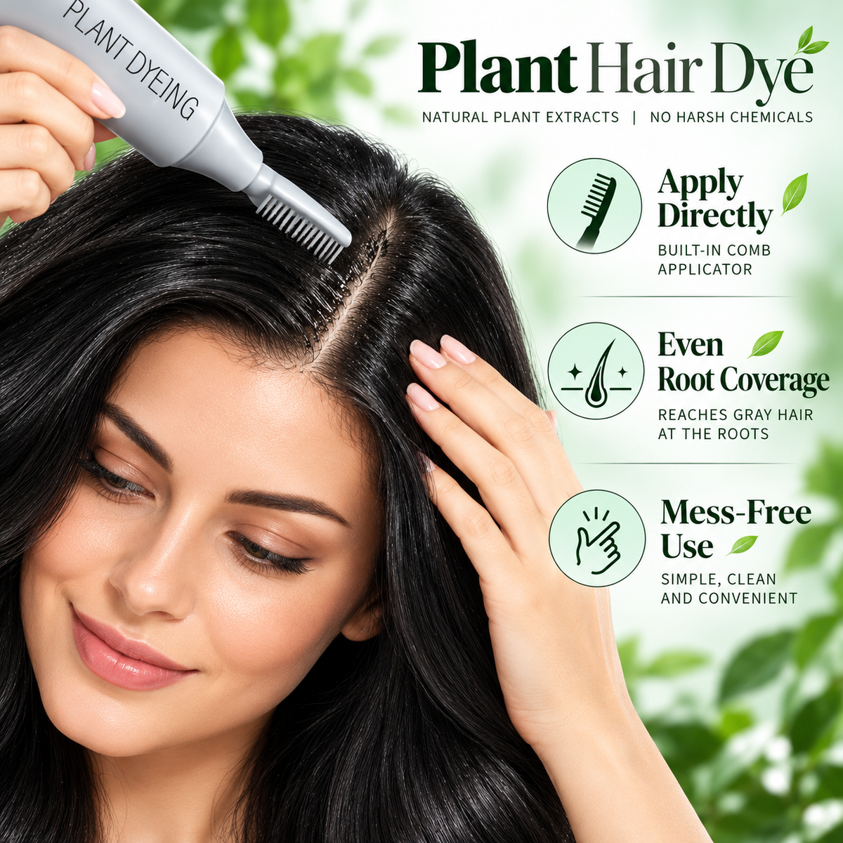 Plant-Based Comb Hair Dye (Natural Black)