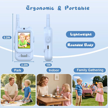 Kids Video Walkie Talkie Toys 2 Pack Rechargeable Interphone Toy with HD Camera & Voice Changer Gift Toys for Boys & Girls
