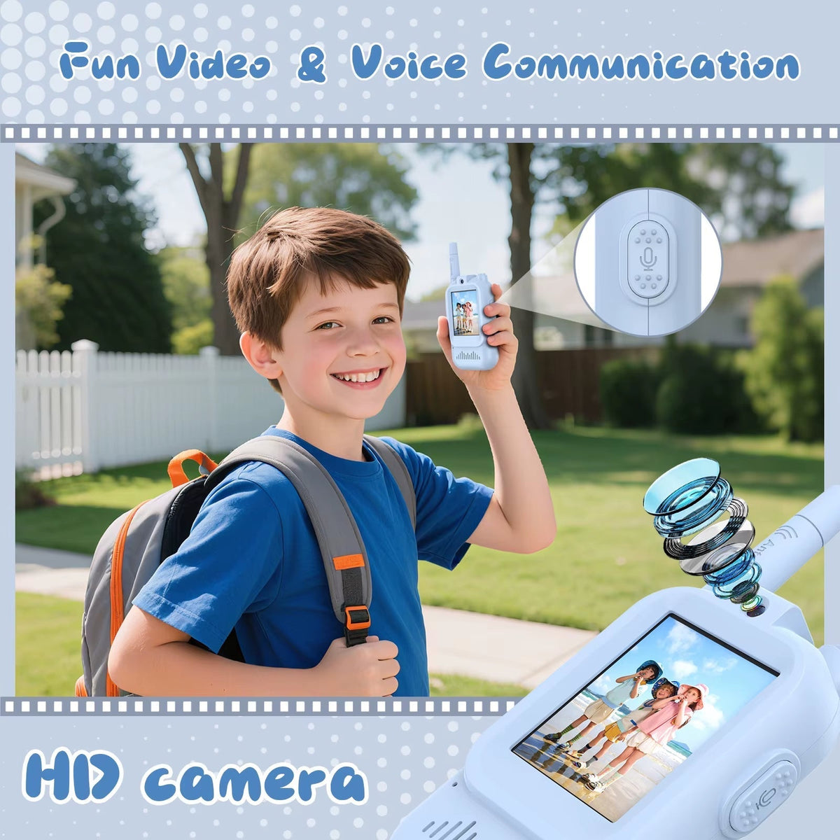 Kids Video Walkie Talkie Toys 2 Pack Rechargeable Interphone Toy with HD Camera & Voice Changer Gift Toys for Boys & Girls