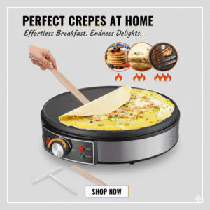 "1000W Electric Crepe & Pancake Maker – Non-Stick Griddle with Batter Spreader for Easy Cooking"